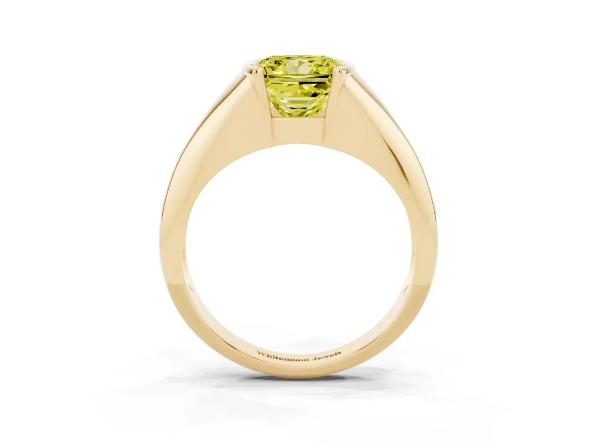Fancy Yellow Princess Cut Solitaire Tension Set Diamond Ring Yellow gold