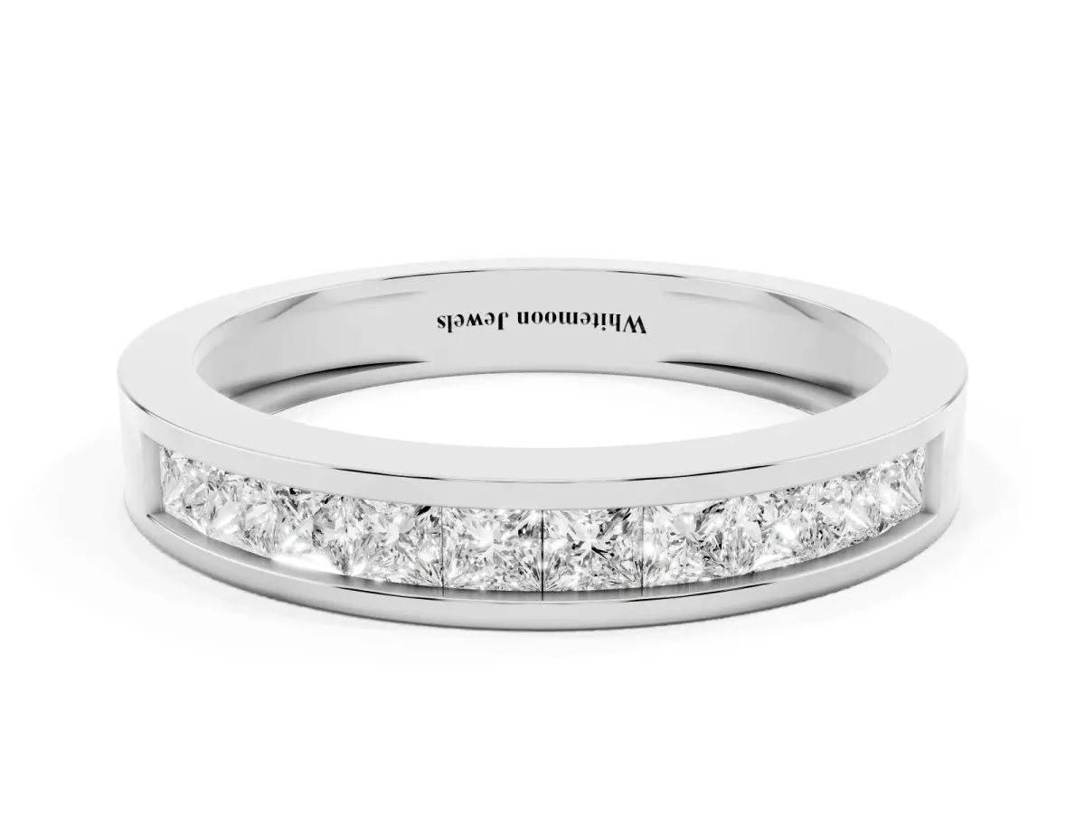 Channel Set Princess Cut Diamond Eternity Band White gold