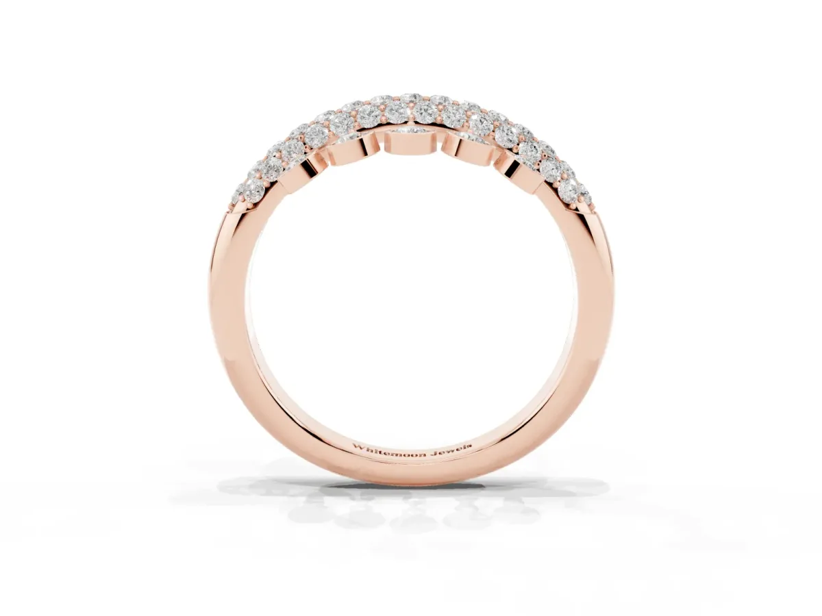 Round Diamond Dangle Promise Ring with Round Diamond Pavé Rose gold