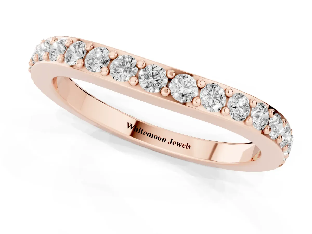 Round Diamond Pavé Set Curved Eternity Band Rose gold