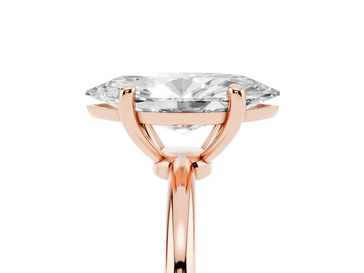 Marquise Cut Solitaire Diamond Ring with 4-Prong Setting on a Classic Band Rose gold