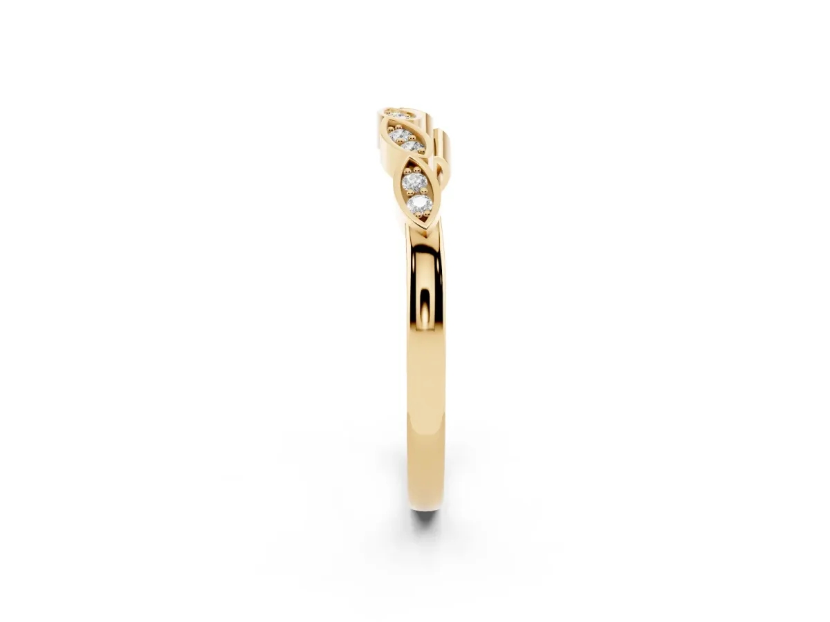Marquise Diamond Leaf Eternity Band with Bezel Setting Yellow gold