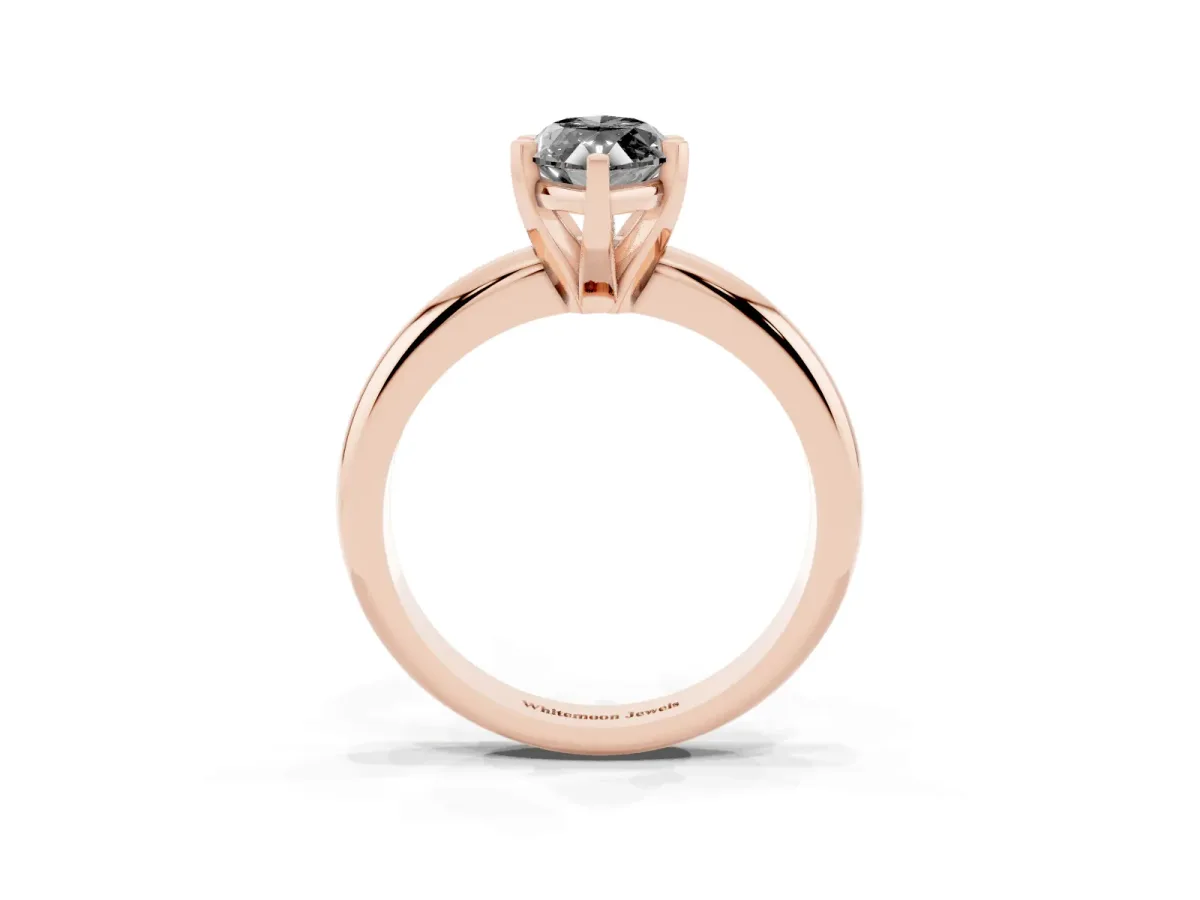 Fancy Black Marquise Cut Diamond Solitaire Engagement Ring with Round Band and Four-Prong Setting Rose gold
