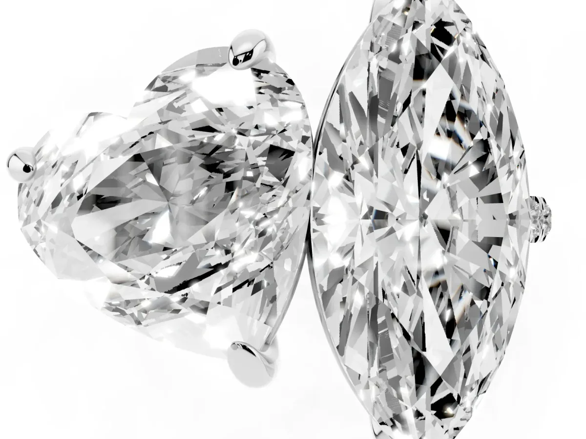 Heart and Marquise Toi Moi Ring with Prong Setting and Pave Band Platinum