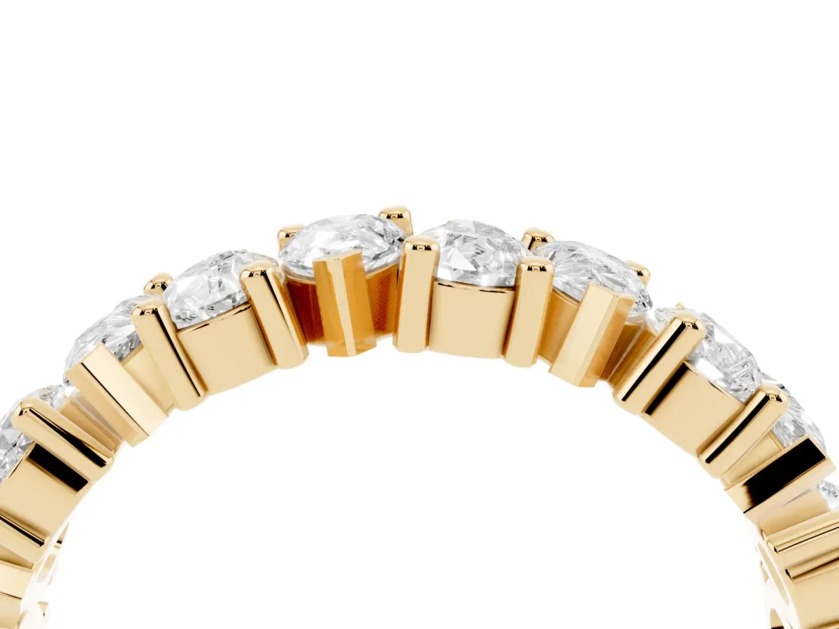 Pear Diamond Shared Prong Eternity Band Yellow gold
