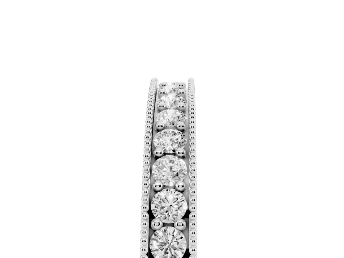 Round Diamond Milgrain Pavé Eternity Band White gold