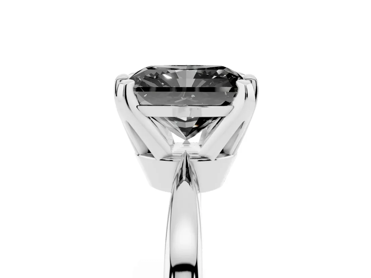 Fancy Black Radiant Cut Solitaire Engagement Ring with Six-Prong Setting and Tapered Band Platinum