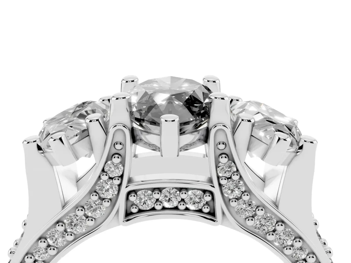 Fancy Black Marquise Cut Diamond Three-Stone Ring with Channel Set Band and Four-Prong Setting Platinum