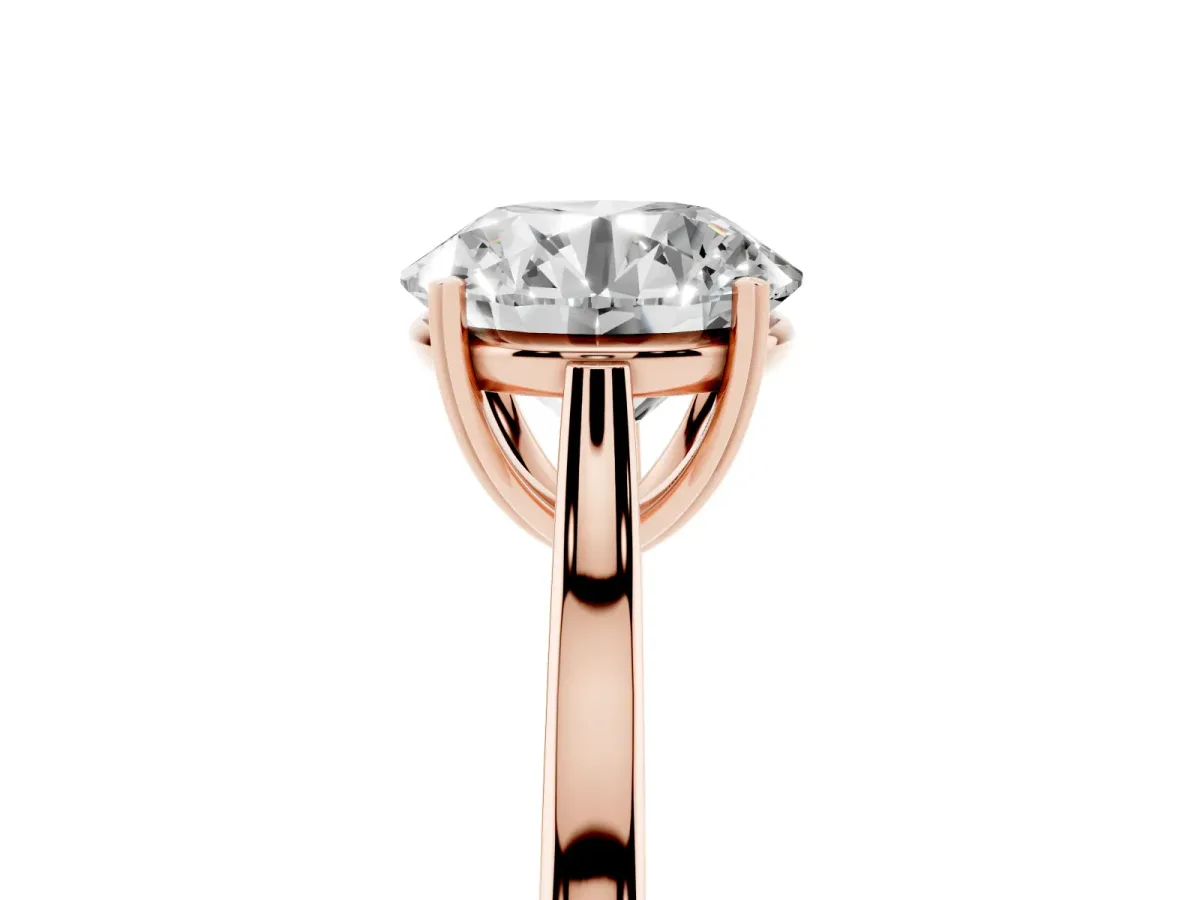 Round Cut Solitaire Heart Prong Engagement Ring with Tapered Band Rose gold