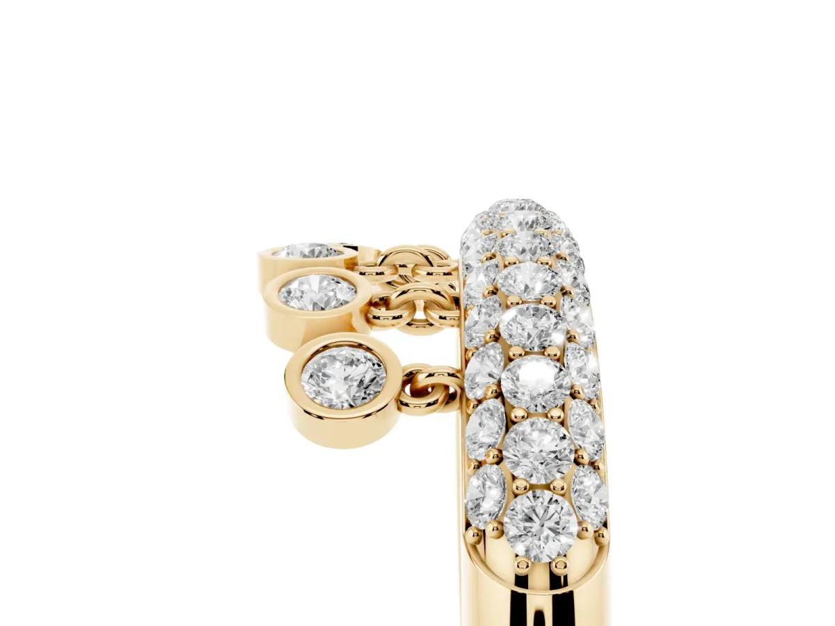 Round Diamond Dangle Promise Ring with Round Diamond Pavé Yellow gold