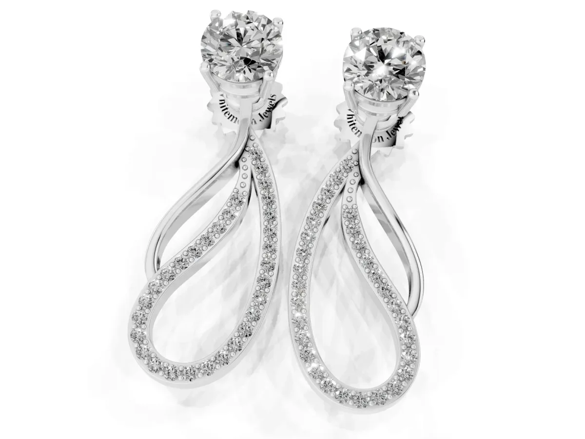 Round Cut Prong Set Diamond Infinity Drop Earrings Silver