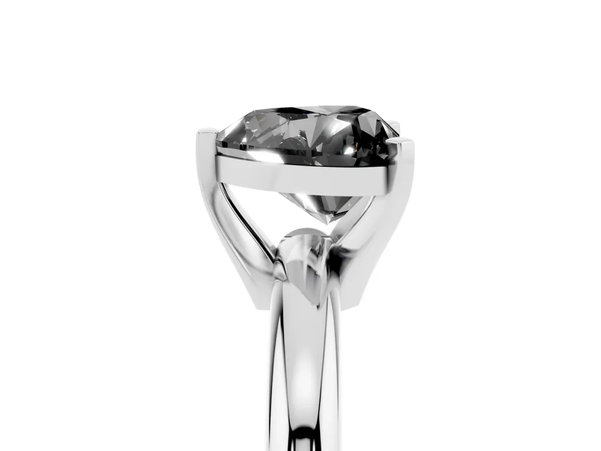 Fancy Black Heart Cut Diamond Solitaire Engagement Ring with Round Band and Four-Prong Setting Platinum