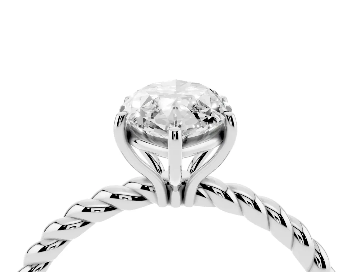 Marquise Cut Solitaire Twist Band Ring with Four-Prong Setting Platinum
