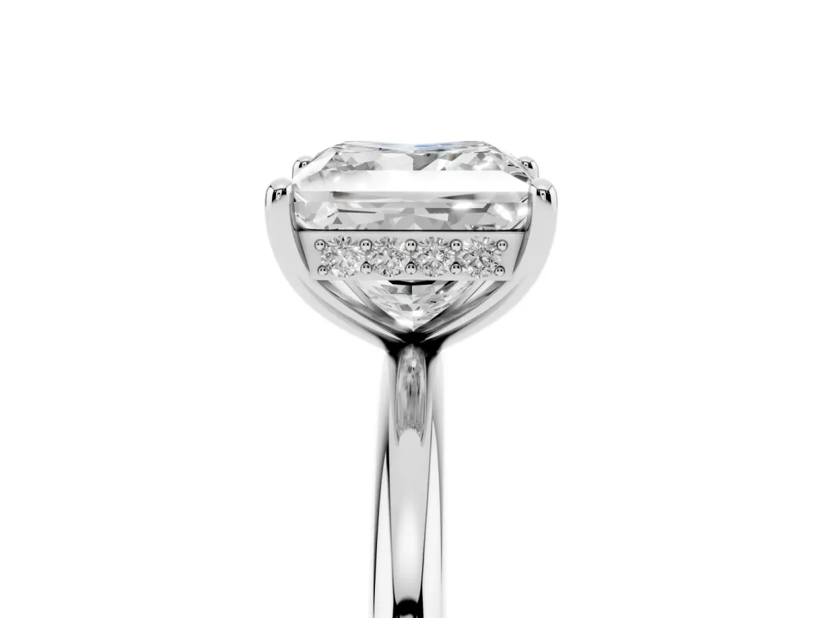 Princess Cut Solitaire Diamond Ring with a Classic Band and Four-Prong Setting Silver