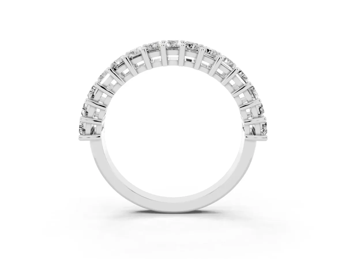 Baguette Cut Half Eternity Band with Shared Prong Setting Platinum