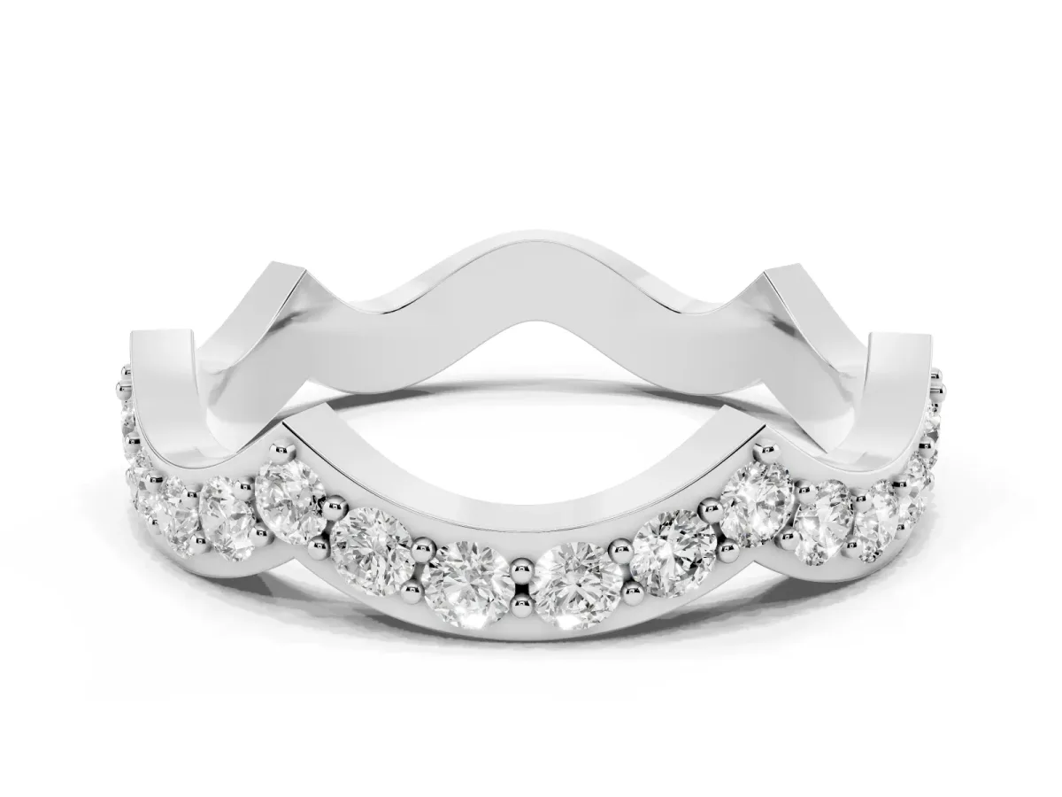 Round Diamond Pavé Zigzag Eternity Band Platinum