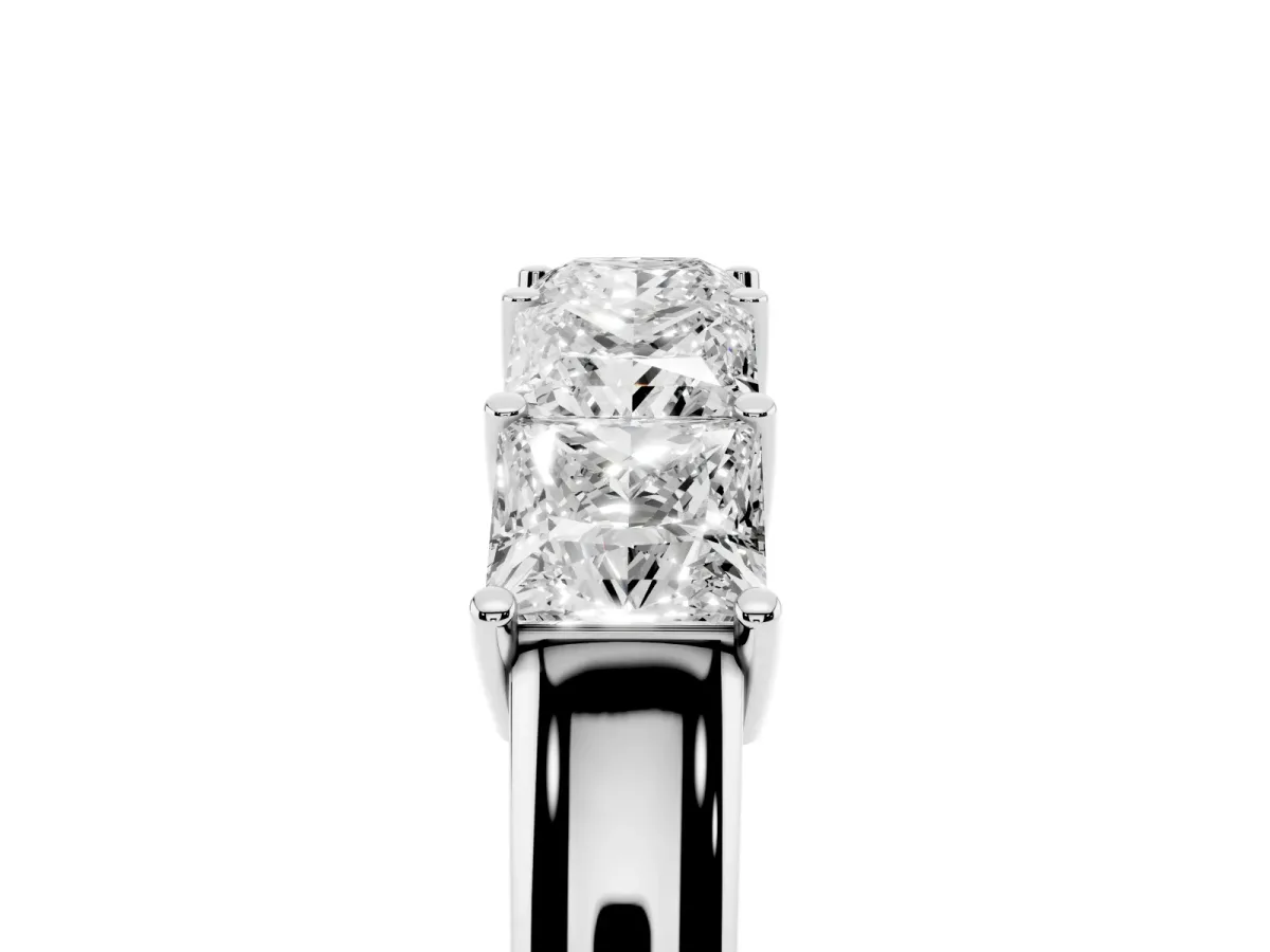 Princess Cut Five-Stone Diamond Band with Prong Setting Silver