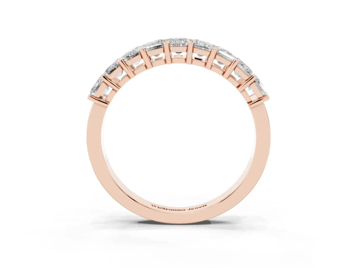 Emerald Cut Diamond Prong-Set Eternity Band Rose gold