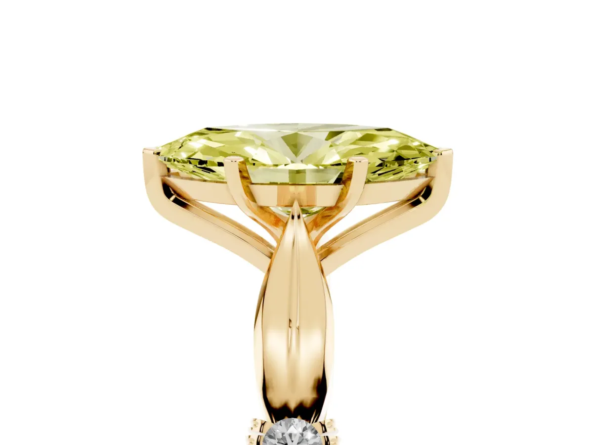 Fancy Yellow Marquise Cut Solitaire Diamond Twisted Band with Four-Prong Setting Yellow gold