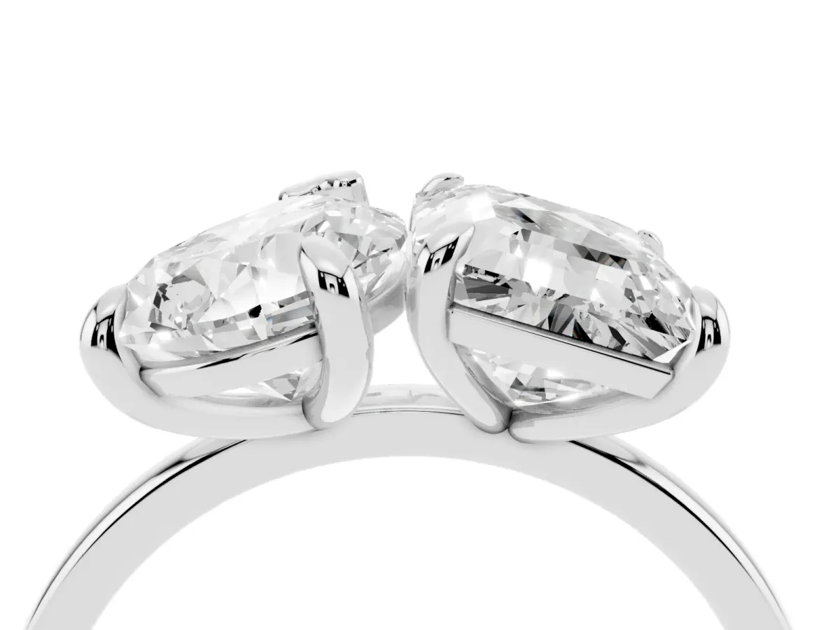 Pear and Radiant Toi Moi Ring with Prong Setting and Plain Band Silver