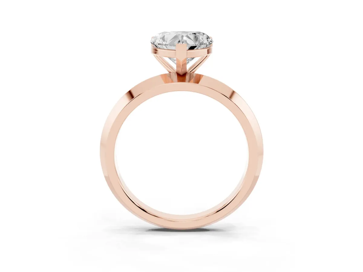 Heart Cut Cut Solitaire Engagement Ring with Flat Band and Four-Prong Setting Rose gold
