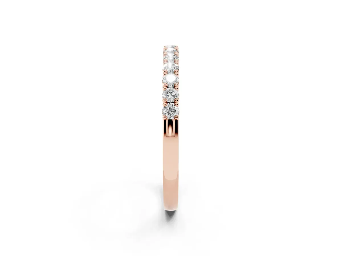 Round Diamond Half-Eternity Band with Shared Prong Setting Rose gold