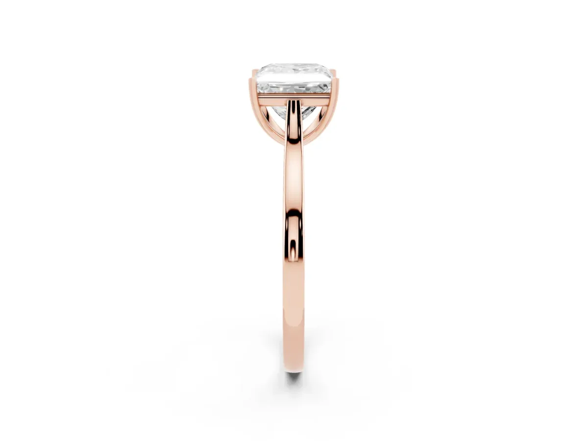 Princess Cut Solitaire Heart Prong Engagement Ring with Tapered Band Rose gold