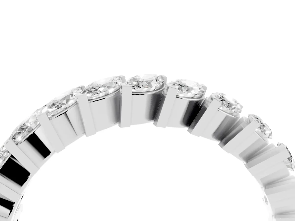 Marquise Diamond Shared Prong Full Eternity Band Silver
