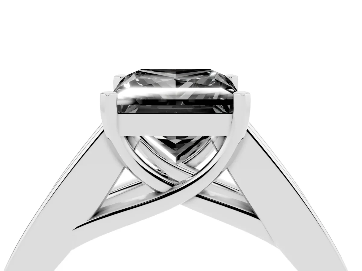 Fancy Black Princess Cut Cut Channel Set Solitaire Ring with Four-Prong Setting Silver