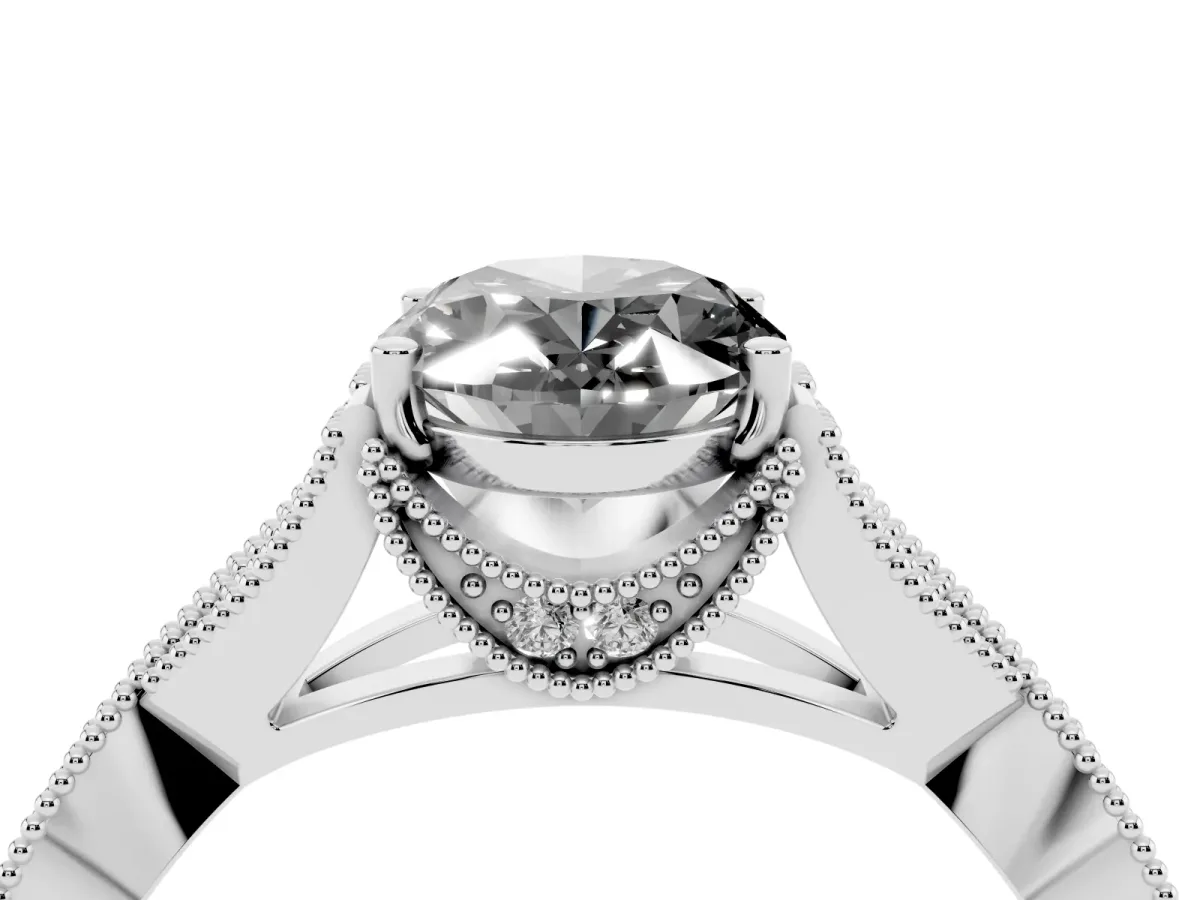 Fancy Black Oval Cut Cut Diamond Twisted Band with Milgrain Pave Setting and Four-Prong Setting Silver