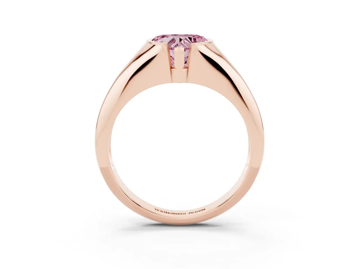 Fancy Pink Heart Cut Solitaire Tension Set Diamond Ring Rose gold