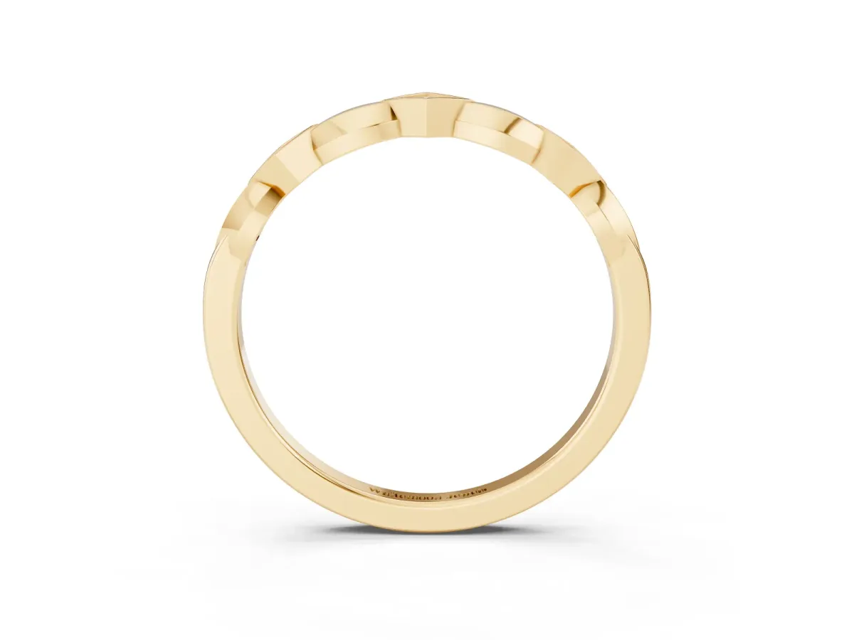 Square Diamond Twist Band with Bezel Setting Yellow gold