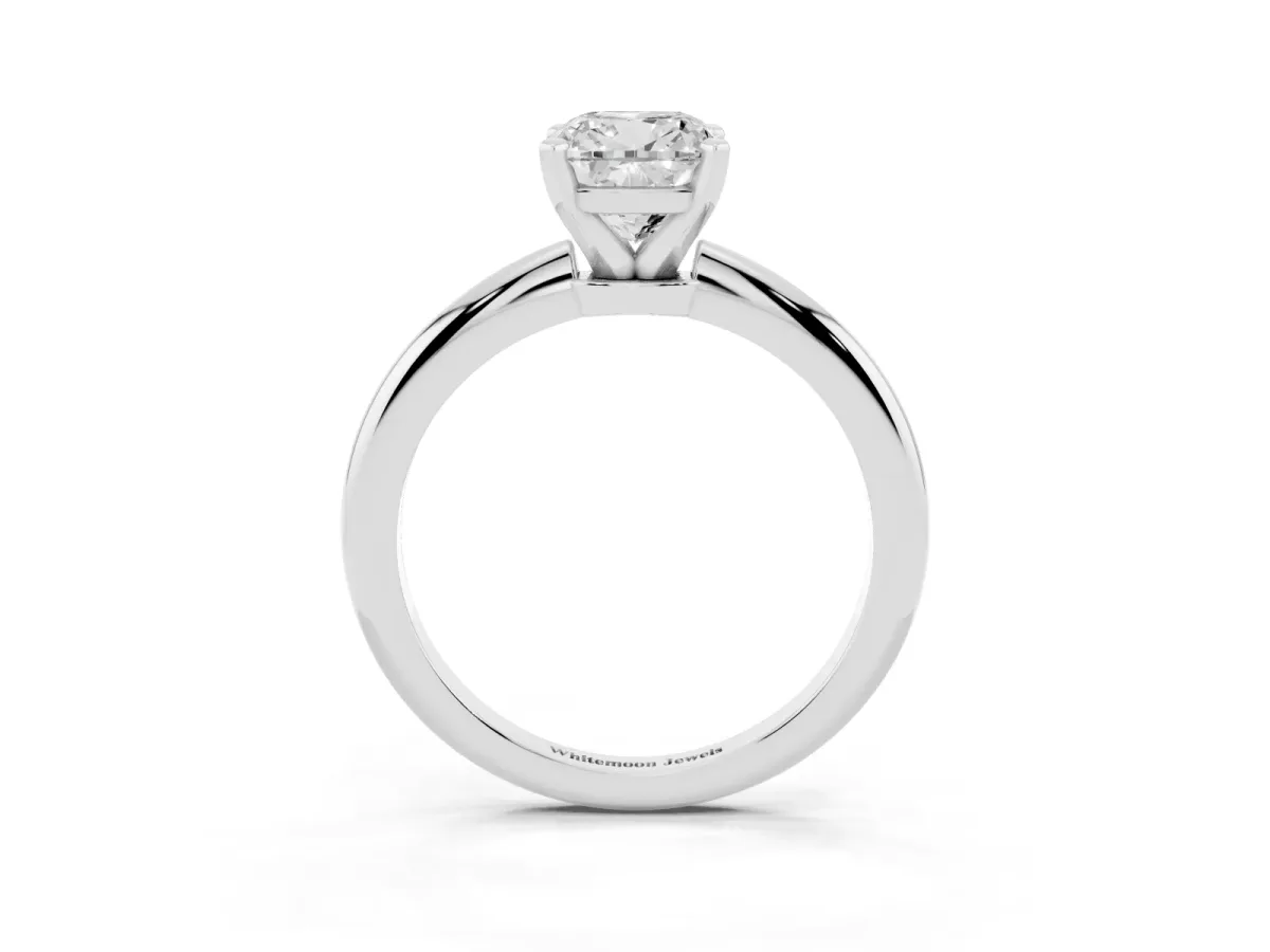 Cushion Cut Diamond Solitaire Ring with Prong Setting and Classic Band Platinum