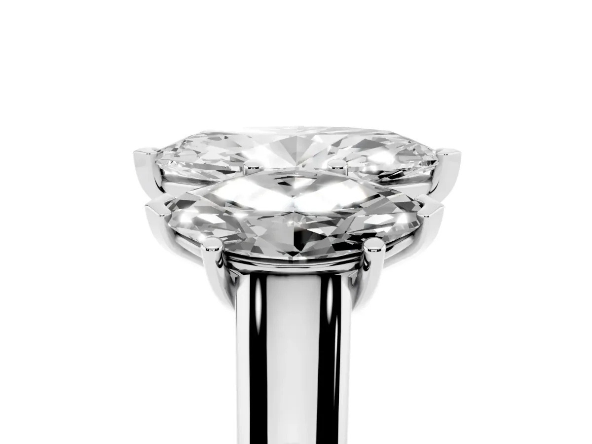 Marquise Cut Three-Stone Diamond Ring with Prong Setting on a Classic Band Silver