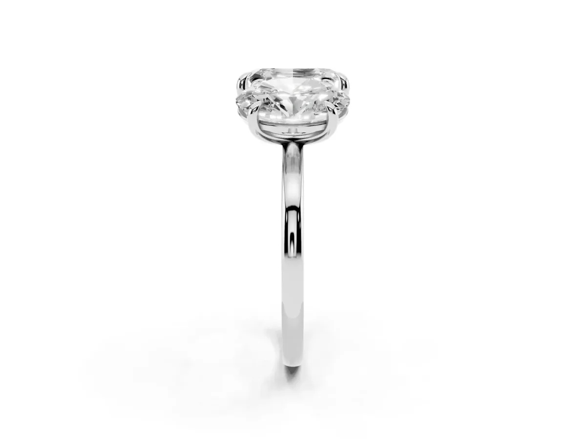 Oval and Emerald Toi Moi Ring with Prong Setting and Plain Band Platinum