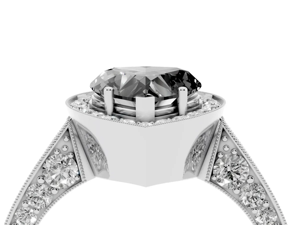 Fancy Black Heart Cut Halo Diamond Engagement Ring with Split Shank Band and Four-Prong Setting Silver