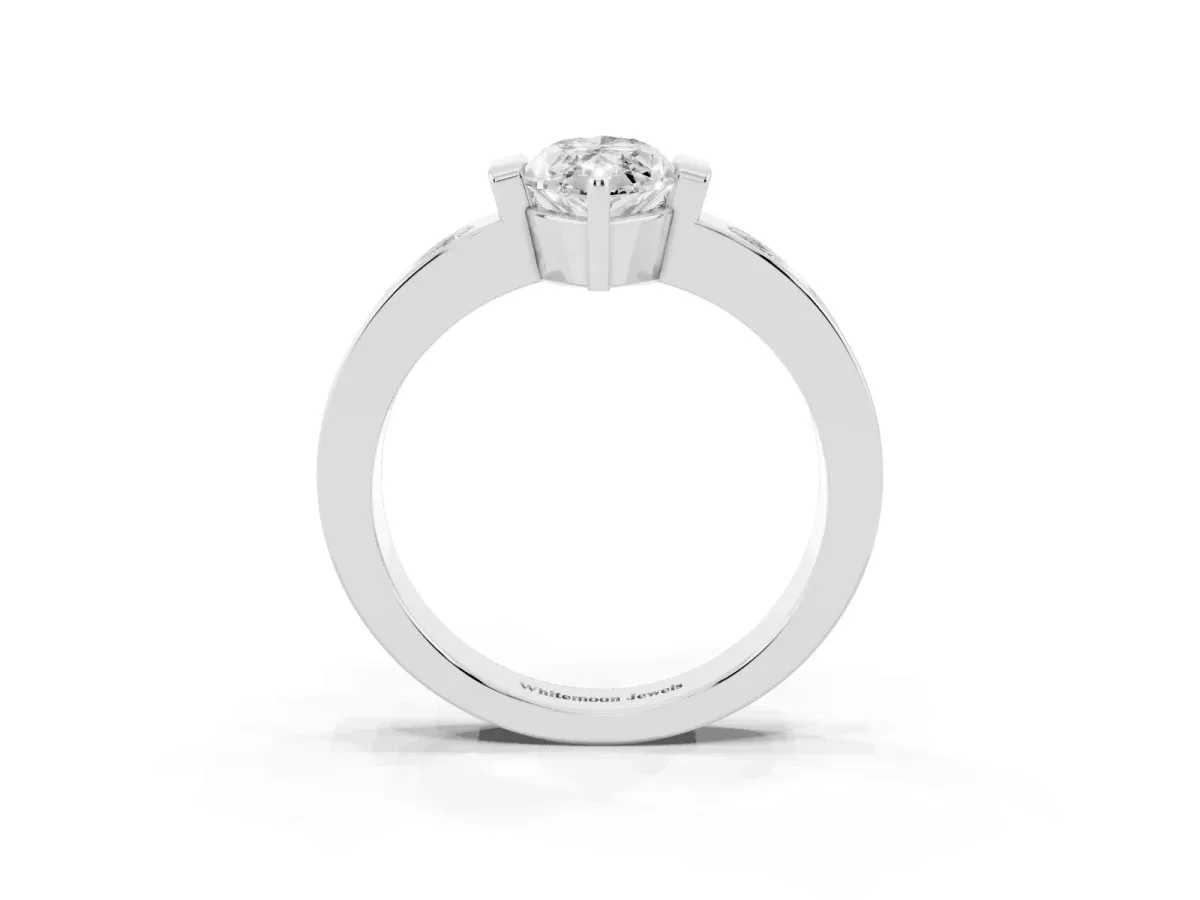 Marquise Cut Brilliant Channel-Set Diamond Ring with Bezel Prong Setting Platinum