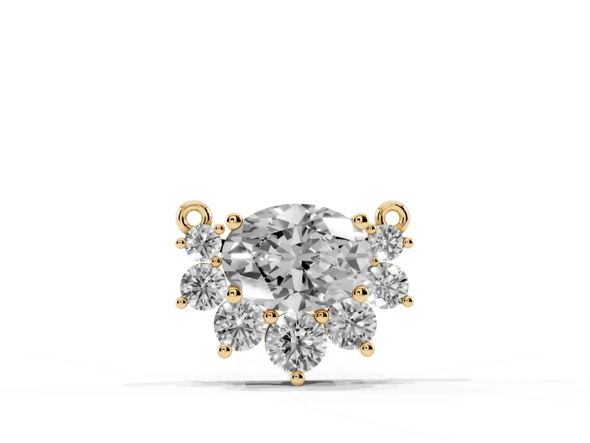 Oval Diamond Cluster Pendant with Prong Setting Yellow gold