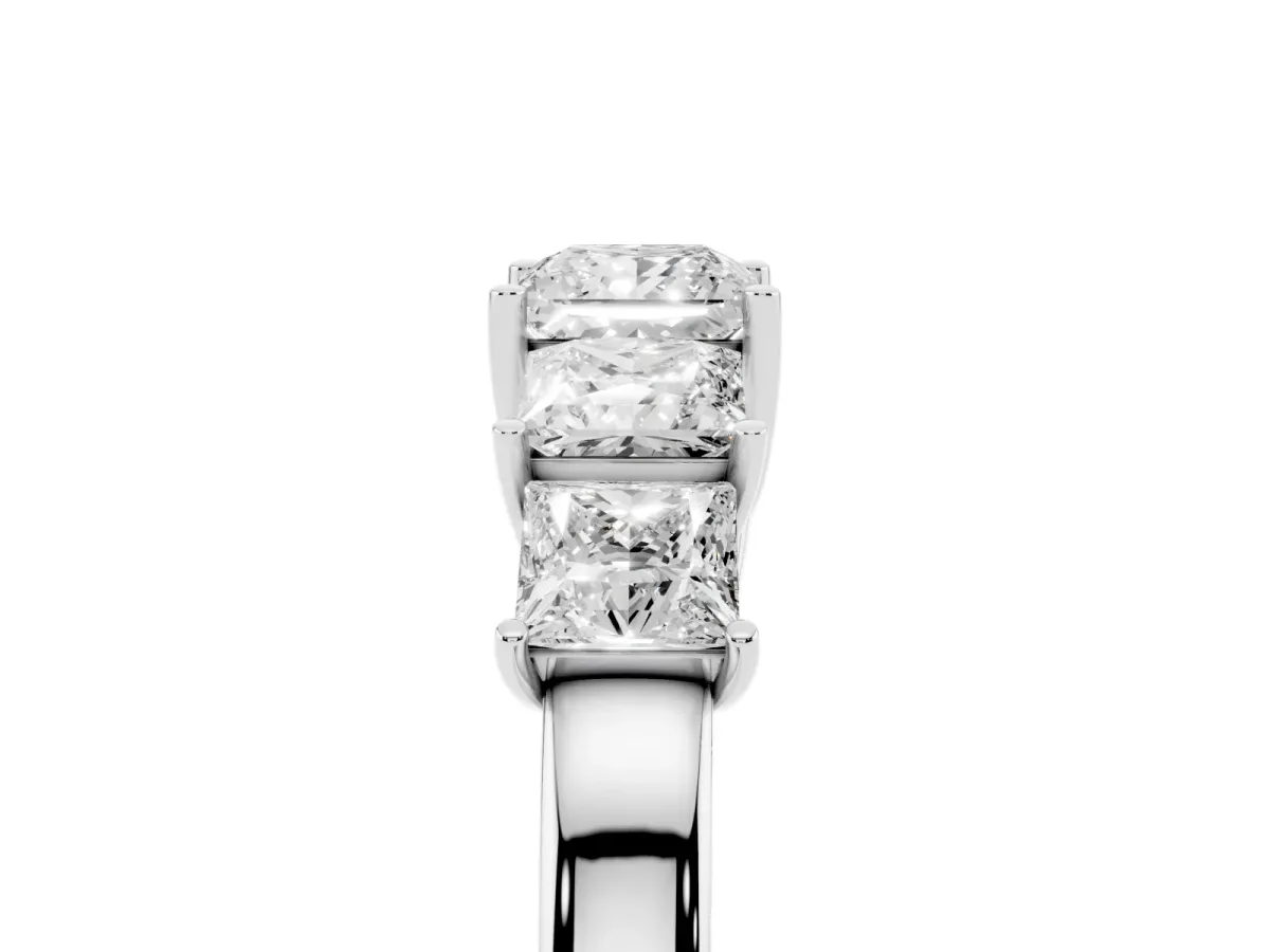 Princess Cut Five-Stone Diamond Ring with Classic Prong Setting White gold