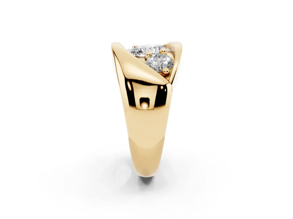 Channel Set Pear Cut Diamond Crossover Band Yellow gold