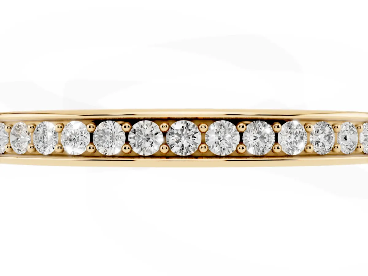 Round Diamond Eternity Band with Pavé Setting Yellow gold