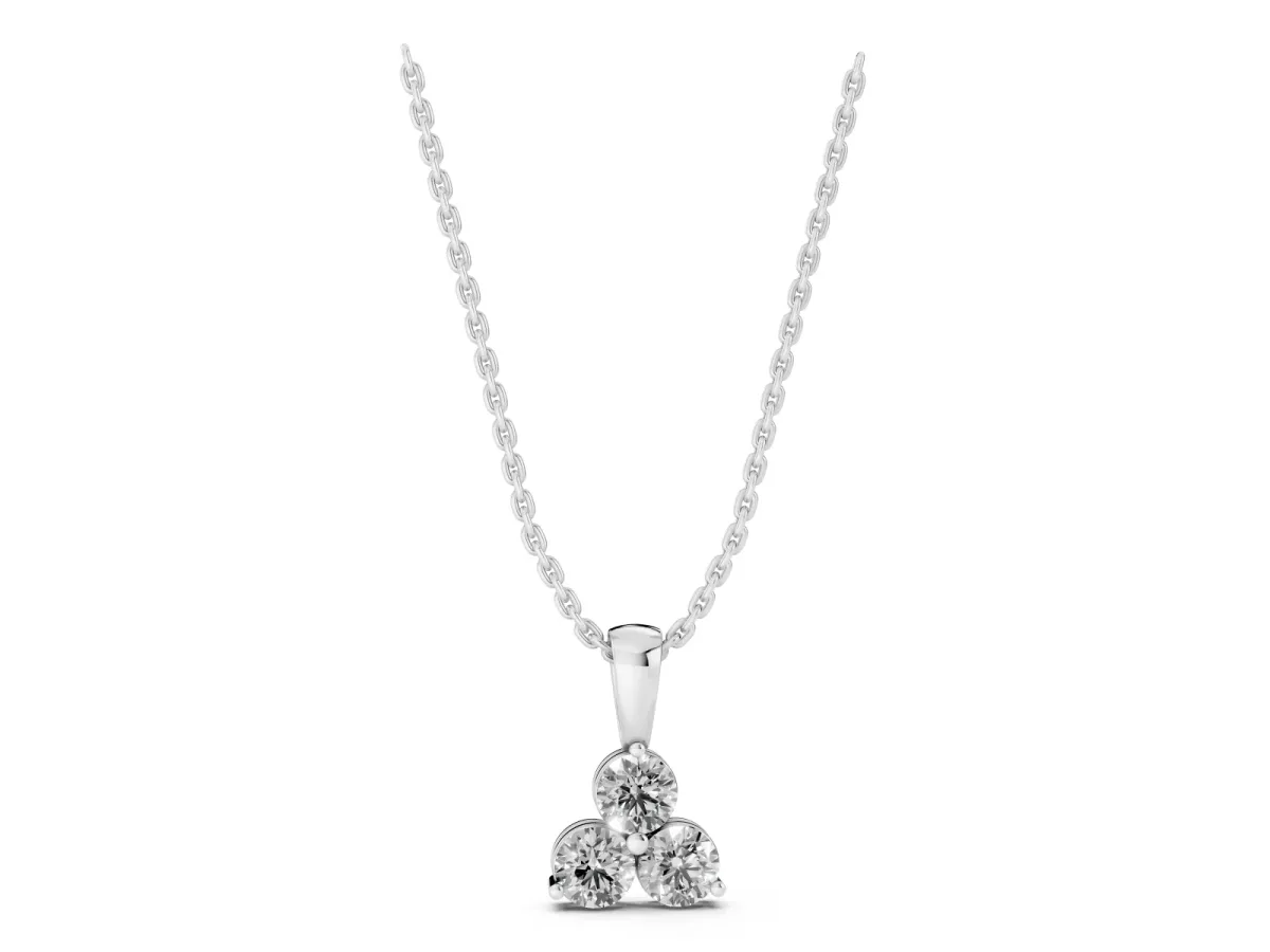 Triangular Cluster Round Diamond Prong Pendant Silver