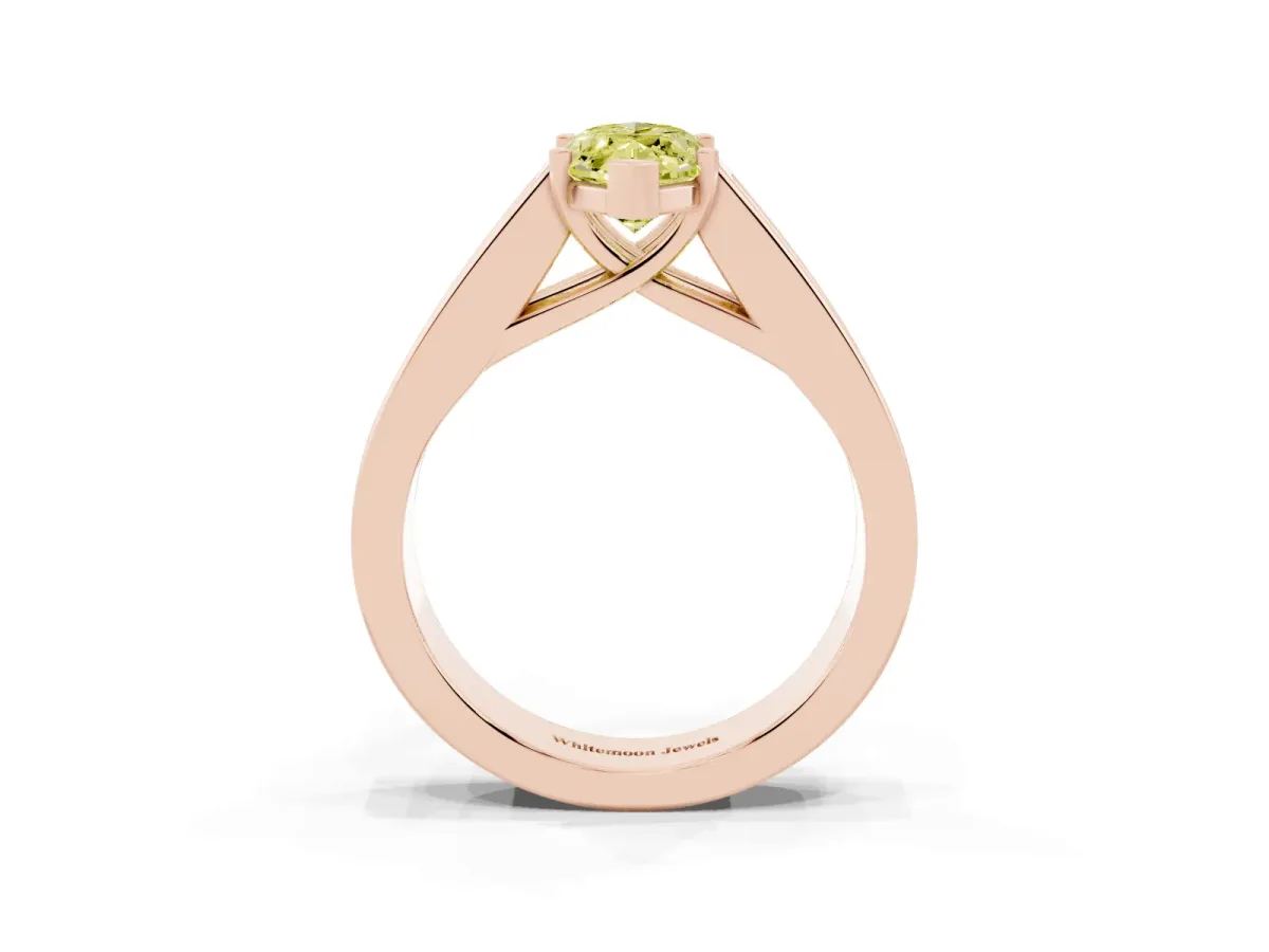 Fancy Yellow Marquise Cut Cut Channel Set Solitaire Ring with Four-Prong Setting Rose gold