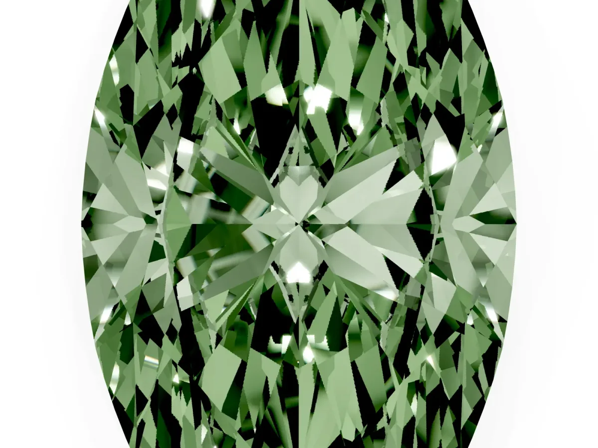 Fancy Green Marquise Cut Cut Cathedral Pave Diamond Engagement Ring with Six-Prong Setting Yellow gold