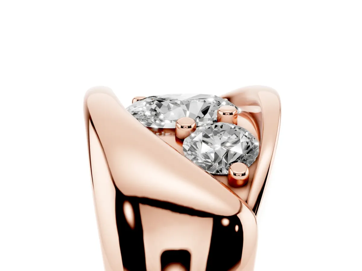 Channel Set Oval Cut Diamond Crossover Band Rose gold
