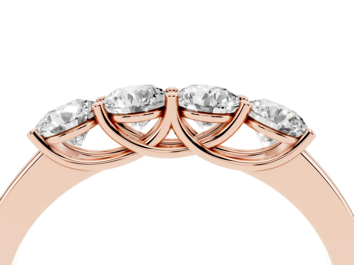 Four-Stone Round Diamond Prong-Set Band Rose gold