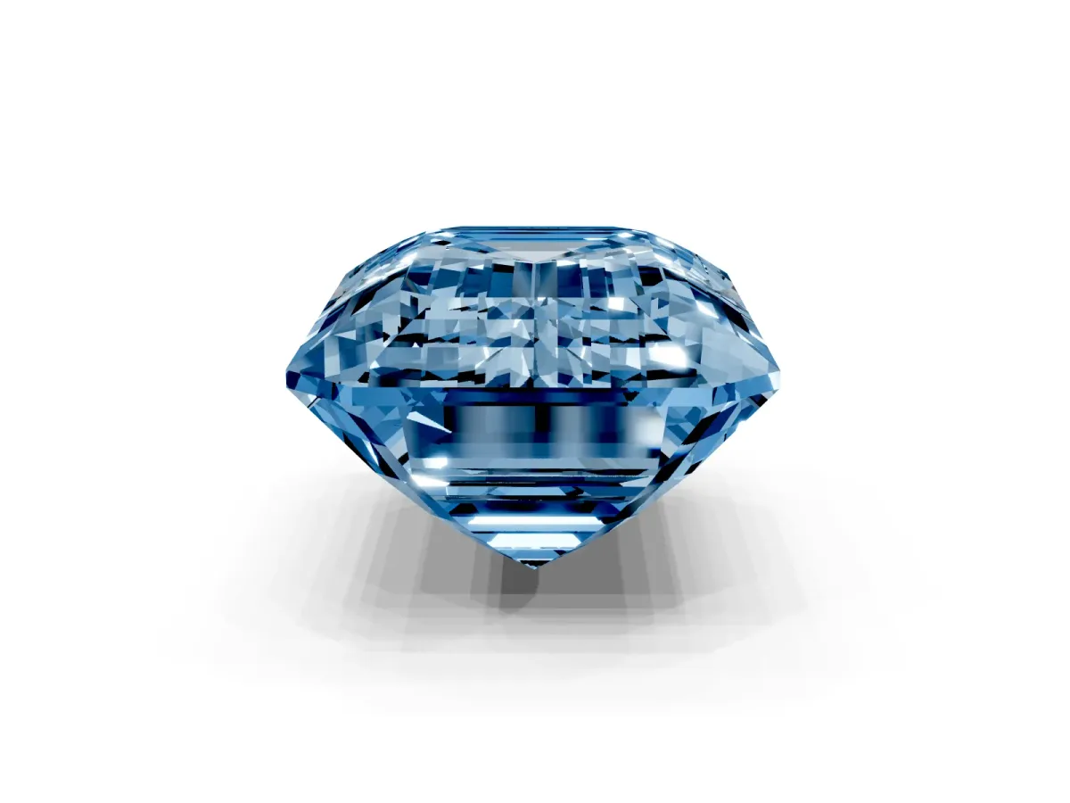 Fancy Blue Emerald Cut Cut Pave Band Milgrain Solitaire Ring Platinum