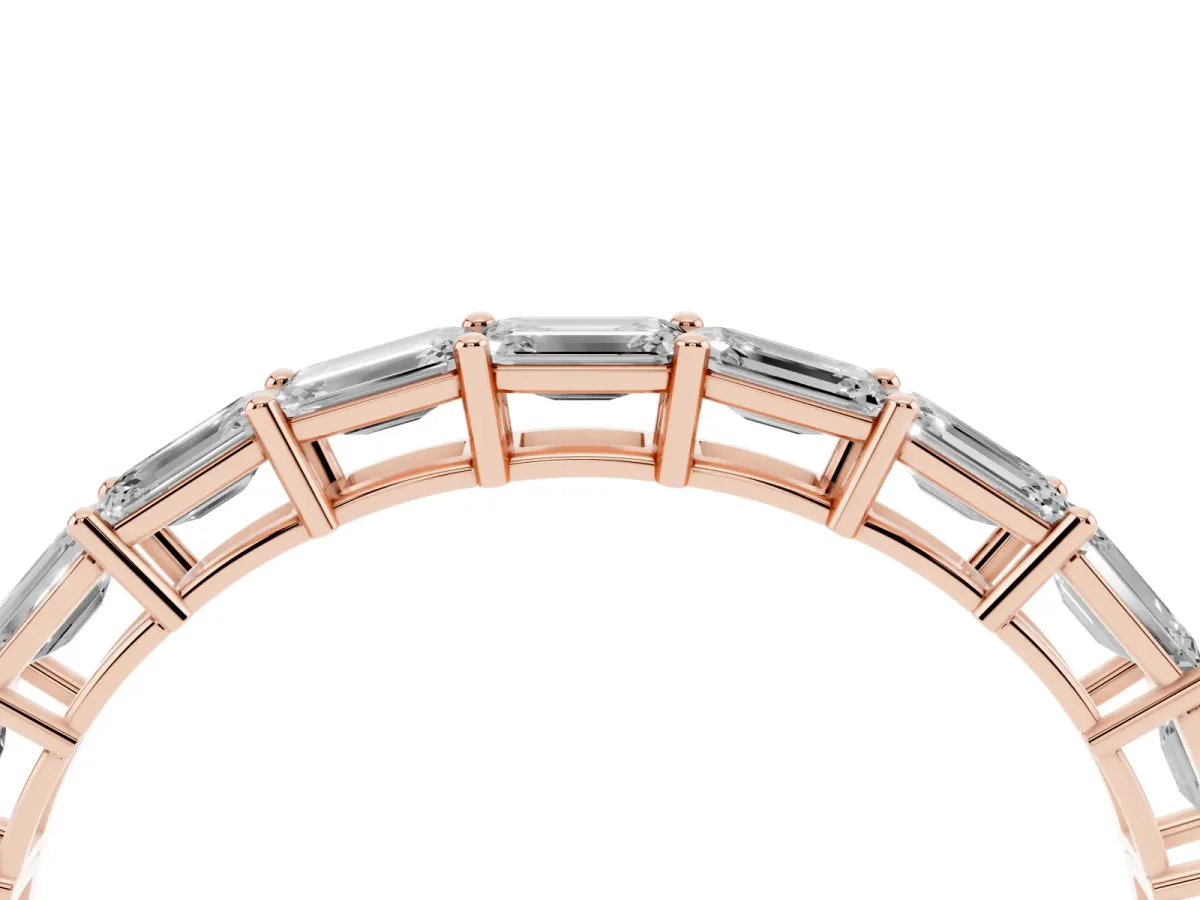 Emerald Cut Diamond Single Row Wedding Band Rose gold