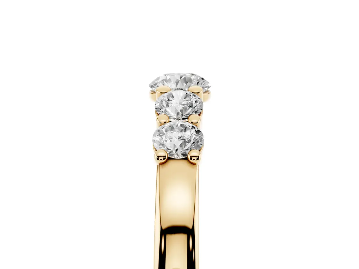 Five-Stone Round Diamond Prong Set Half Eternity Band Yellow gold