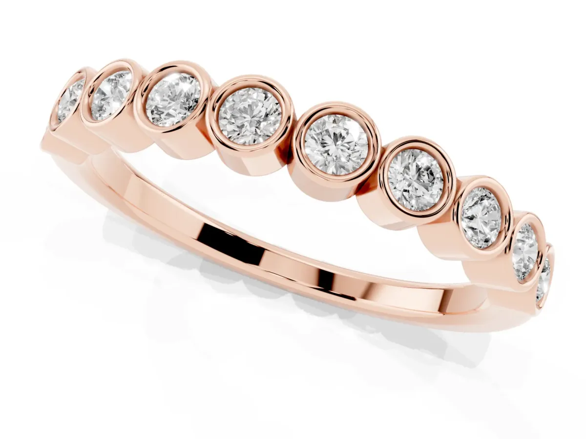 Bezel Set Round Diamond Eternity Band Rose gold